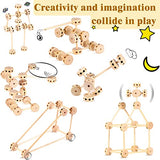 Zhanmai 2 Sets 120 Pieces Wooden Building Blocks Toys Kids Wooden Toys Educational Natural Wood Toys Learning Wooden Blocks Different Sized Toy Zhanmai