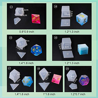 LET'S RESIN Dice Molds, Resin Dice Mold Set with Letter Number,Polyhedral Dice Molds for Resin Casting,3D Silicone Mold Kit for DIY Personalized
