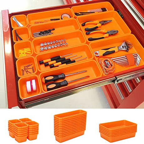 42 Pack Tool Box Organizer Tool Tray Dividers, Rolling Tool Chest Cart Cabinet Workbench Desk Drawer Organization and Storage for Hardware, Parts, KeFanta