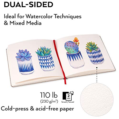 Arteza Watercolor Sketchbooks, 8.25x8.25-inch, 2-Pack, 68 Sheets, Gray Art Journal, Hardcover 110lb Paper Book, Watercolor Sketchbook for Use as ARTEZA