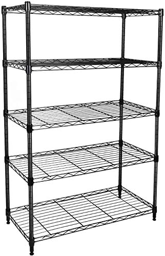 YSSOA Heavy Duty 5-Shelf Shelving Unit, 29.92" D x 13.98" W x 62.99" H, 5 Tier, Black, 1 Pack - WoodArtSupply