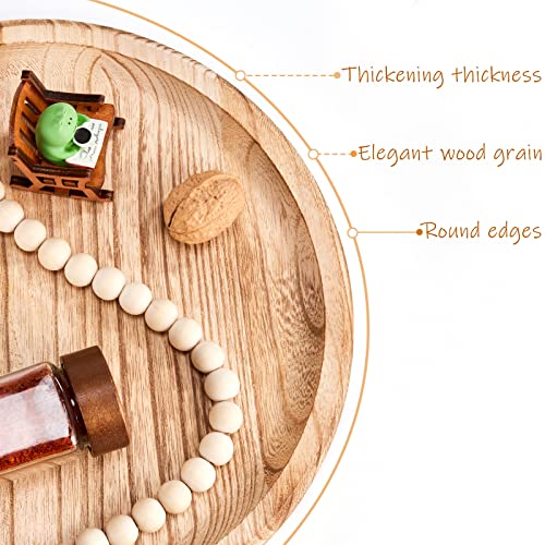 Yangbaga 11.8In Wooden Decorative Serving Tray - Round Wooden Craft Trays,DIY Centerpiece Candle Holder Trays for Kitchen Countertop Crafts Art Home