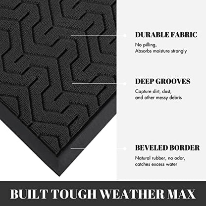 Yimobra Door Mat, All-Season Outdoor Indoor Durable Doormat for Home Entrance Floor, Heavy Duty Non Slip Front Door Mats Outdoor, Easy to Clean, - WoodArtSupply