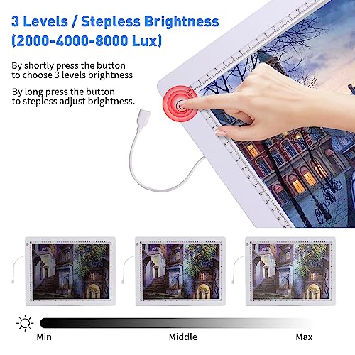  Rechargeable A4 Light Pad with Innovative Stand and Top Clip,  Elice Wireless Bright Light Tracing Board Portable LED Artcraft Tracer Box  for Artists, Drawing, Cricut Weeding Vinyl, Diamond Painting