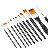 Transon Paint Brush Kit 10pcs Art Brushes and 1 Paint Spatula with Brush Case TRANSON