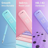 Four Candies Pastel Mechanical Pencil Set - 6PCS 0.5 mm & 0.7 mm & 0.9 mm Cute Mechanical Pencils with 360PCS HB Lead Refills, 3PCS Erasers and 9PCS Four Candies