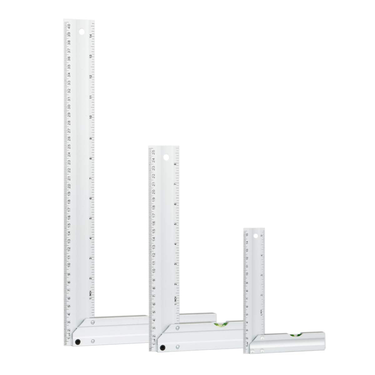 POWERTEC 80005 L Square Ruler Set w/Bubble Levels, Anodized Aluminum F ...