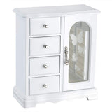 RR ROUND RICH DESIGN Jewelry Box - Made of Solid Wood with 4 Drawers Organizer and Built-in Necklace Carousel and Large Mirror White RR ROUND RICH DESIGN
