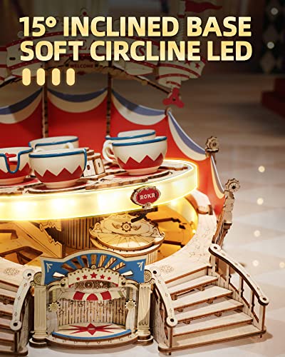 ROKR 3D Wooden Puzzles for Adults-LED Wooden Music Box Kits-Wood Model Kits to Build-3D Puzzles for Kids and Adults-Christmas STEM Toy Gifts ROKR