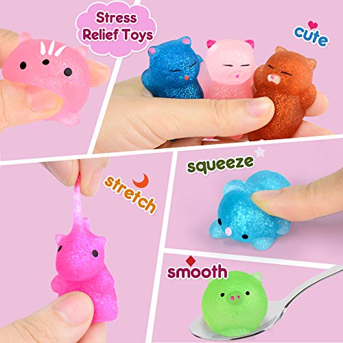 OCATO 45Pcs Mochi Squishys Toys Mini Squishies 2nd Generation Glitter Animal Squishies Party Favors for Kids Adults Stress Relief Toy Treasure Box OCATO
