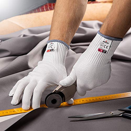 NoCry Heavy Duty Cut Resistant Work Gloves — Durable Cut Resistant Gloves with Grip Dots, Level 5 Cutting Gloves for Chefs, Perfect Wood Carving NoCry