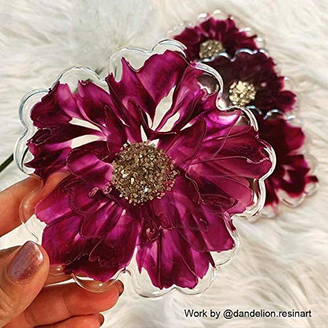 ResinWorld 4 Pack 4 inches Flower Coaster Molds(No Designs on Mold), Floral Silicone Coaster Molds for Epoxy Resin, Glossy Geode Aagate Silicone ResinWorld