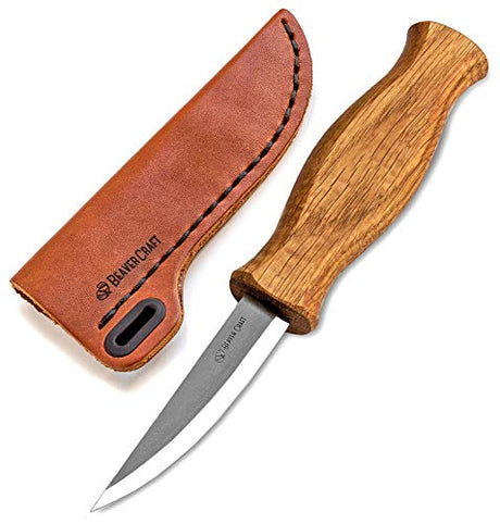 BeaverCraft Sloyd Knife C4s 3.14" Wood Carving Sloyd Knife with Leather Sheath for Whittling and Roughing for Beginners and Profi Durable High Carbon BeaverCraft