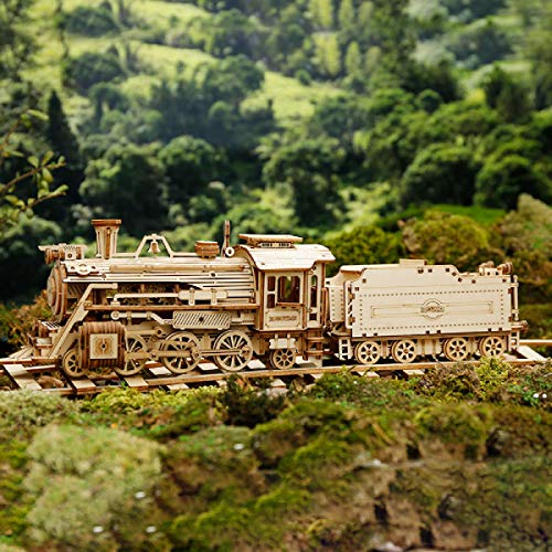 Locomotive Prime Steam Express Wooden 3D Puzzle - Model Building Kit for Adult Hobby and STEM Project for Teenagers at Home ROKR