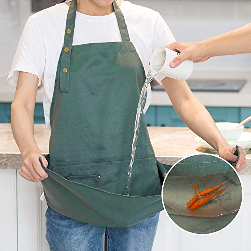 MORNITE Art Aprons for Painting Pottery Ceramics, Mens Women Kitchen Cooking Aprons Waterproof Green - WoodArtSupply