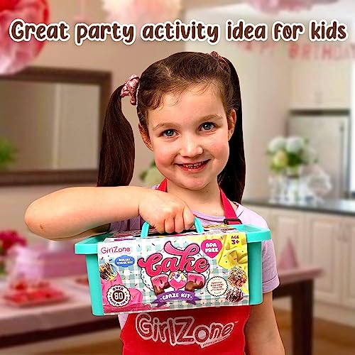 GirlZone Cake Pop Craze Kit, Kids Baking Set for Kids Ages 10-12 with Cake Pop Mold, Cake Pop Kit Stand, Cake Pop Gift Bags and Decorating Pen, - WoodArtSupply