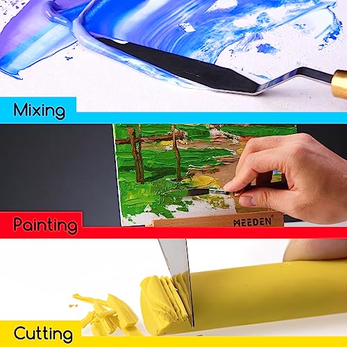 MEEDEN 5 Pieces Painting Knife Set Versatile Stainless Steel Spatula Palette Knife Oil Painting Accessories Mixing Scraper for Oil, Paint Color MEEDEN