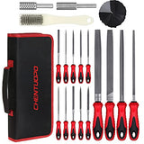 57Pcs Metal & Wood File Rasp Set,Grade T12 Forged Alloy Steel, Half-round/Round/Triangle/Flat 4pcs Large Tools, 14pcs Needle Files and a pair of CHENTUOPO