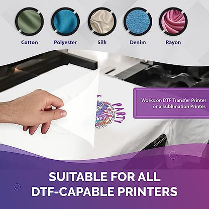 SlickLab A4 DTF Transfer Film and DTF Powder Bundle - 50 Sheets and 500g DTF Transfer Powder for Sublimation - 8.3 x 11.7 Inches - Double-Sided DTF - WoodArtSupply