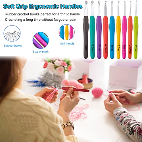 Weabetfu 102pcs Crochet Hooks Set Crochet Hook Kit with Case Ergonomic Crochet Needles for Arthritic Hands and Crochet Accessories Complete Crochet Weabetfu