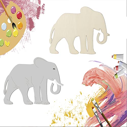 Elephant Wooden DIY Crafts Cutouts Wooden Blank Elephant Wood Wall Art Unfinished Ornaments for Christmas Wedding Birthday Party Decoration 20Pcs. Zontween
