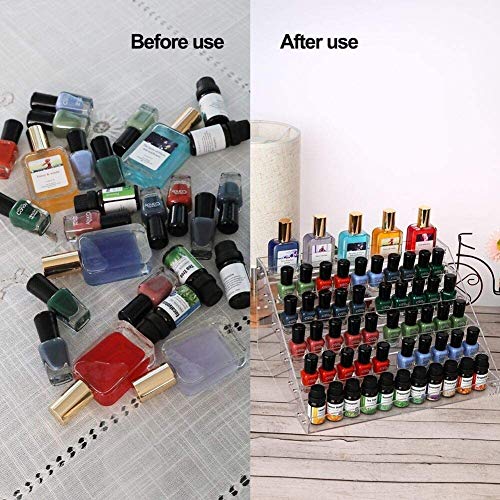 Kingtaily Nail Polish Organizer 72 Bottles of 6 Layers Acrylic Display Rack Storage Rack, Clear Essential Oil Stand Holder, Sunglasses Kingtaily