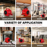 MOUNTO 1/4hp 1000CFM 2 Speed Air Mover Carpet Dryer Floor Fan Cooling Fan (Red) MOUNTO