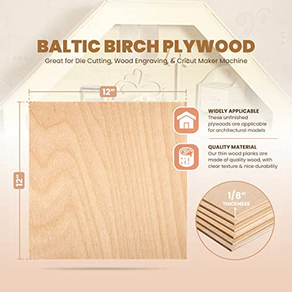 Chevastyl Basswood Sheets 10 Packs 12x12x1/8” Inch Balsa Wood Board for Crafts Plywood Cardboard Sheets Balsa Wood Panels & Accessories for Craft