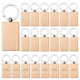 20 Pieces Blank Wooden Key Chain, Rectangle Wood Blanks for Key Chains, Wood Engraving Blanks for DIY Gift Crafts fuceury