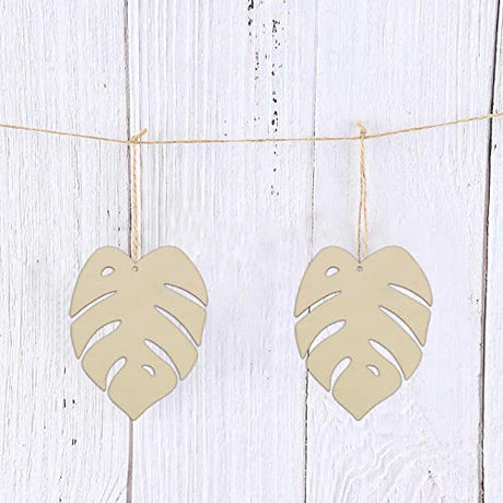 20pcs Turtle Leaf Wood Cutouts DIY Craft Blank Tropical Palm Leaf Unfinished Wood Gift Tags Ornaments for Wedding Birthday Summer Hawaii Luau Theme JANOU