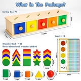 Montessori Toys Wooden Color & Shape Sorter Toys for Toddlers 1-3 Matching Box Sorting Blocks Manipulatives Preschool Learning Activities Educational Peacurh