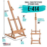 U.S. Art Supply Small Tabletop Wooden H-Frame Studio Easel - Artists Adjustable Beechwood Painting and Display Easel, Holds Up To 16" Canvas - US Art Supply