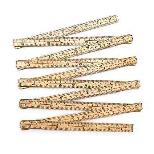 QWORK Folding Wood Rule, 6 FT 6 Inch Foldable Ruler with US and Metric Measurements for Carpenters QWORK
