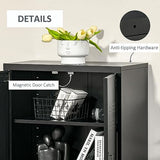 HOMCOM Industrial Storage Cabinet, Steel Garage Cabinet with Double Doors and Adjustable Shelves, Black HOMCOM