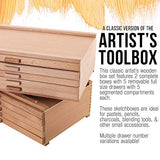 U.S. Art Supply 10 Drawer Wood Artist Supply Storage Box - Pastels, Pencils, Pens, Markers, Brushes US Art Supply