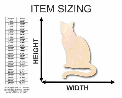 Unfinished Wood Sitting Cat Shape - Animal - Pet - Craft - up to 24" DIY 8" / 1/4" - WoodArtSupply