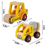 Wooden Push Car Toys for Infants 12-18 Months, 2 Pcs Baby Vehicle Toys Hand Push Car Toys for 1 2 Year Old Boys Girls (Cement Truck + Road Roller KIDS TOYLAND