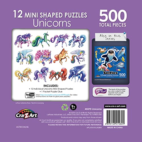 Cra-Z-Art - RoseArt - Mini-Shaped - Unicorns - 500 Piece Jigsaw Puzzle