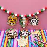 48 Sets Day of The Dead Skull Crafts Kits Unfinished Wooden Sugar Skull Ornaments Make Your Own Mexican Fiesta Festival Decor Halloween Blank DIY Generic