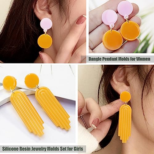 ZQYSING (4 Pack) Resin Earring Molds, Resin Jewelry Molds Variety Shape Silicone Pendant Molds for Women Girls Epoxy Resin Earrings - WoodArtSupply