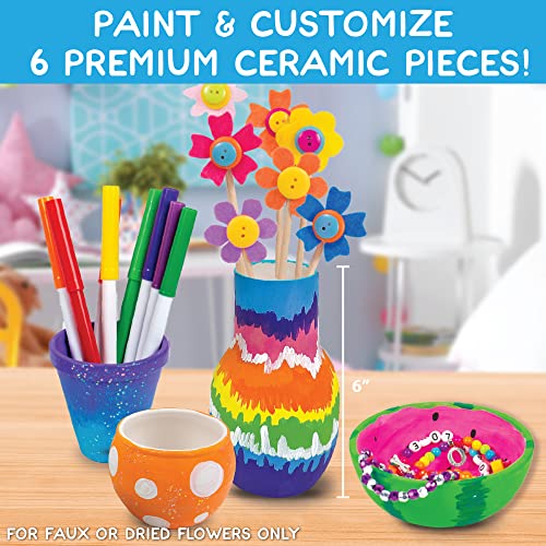 Made By Me Paint Your Own Ceramic Pottery, Fun Ceramic Painting Kit for Kids, Paint Your Own Ceramic Pottery Dish, Flower Pot, Vase & Bowl, Great - WoodArtSupply