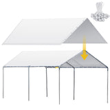 Wesnoy Heavy Duty Carport Canopy Waterproof Canopy Cover Garage Car Shelter Tarp Tent for Car Canopy Replacement Cover with 50 Ball Bungees, Only Top Wesnoy