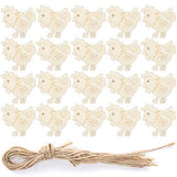 20 Set 3.1×3.1in Wooden Easter Christmas Ornaments with Hemp Ropes, Unfinished Wooden Hens Chicken Hanging Ornament DIY Crafts for Hand-Painted, Tissting