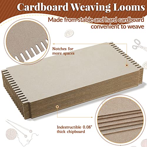 Henoyso 48 Pcs Cardboard Weaving Looms Weaving Loom for Kids Loom Cardboard Wide Notch Weaving Loom Weaving Boards for Beginners Knitting Sewing - WoodArtSupply