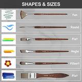 HAGERI 20 Pieces Paint Brushes, Expert Synthetic Nylon Bristles Paint Brush Kit with Palette Knife & Deluxe Leather Roll, Paint Brushes Set for Oil, HAGERI