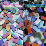 LITMIND Iridescent Glass Mosaic Tiles for Crafts, 240 Pieces 5 Shapes Mixed Stained Glass Sheets, Mosaic Kits for Adults (Iridescent Mix) LITMIND