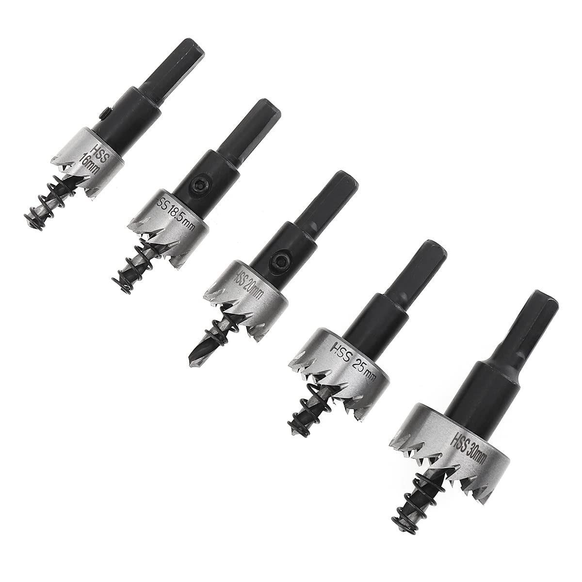 ChgImposs 5Pcs 16-30mm 5/8-Inch to 1-3/16 Inch HSS Hole Saw Cutter, Drill Bits Set Heavy Duty Tool Kit for Stainless Steel, Aluminum Alloy, Plastic ChgImposs