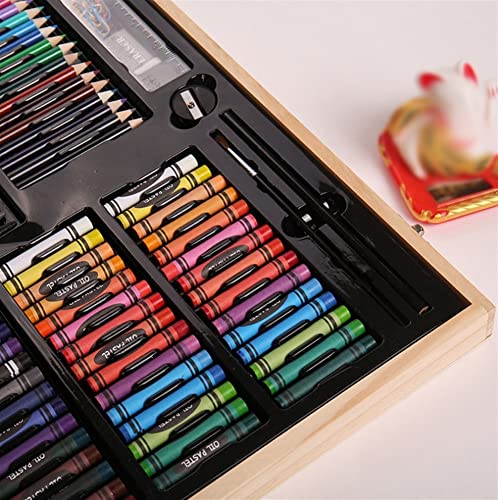 SMSOM Art Supplies, 251-Piece Wooden Art Set Crafts Kit, Deluxe Kids Art Set, Oil Pastels, Colored Pencils, Watercolor Cakes, Suitable for Kids, - WoodArtSupply