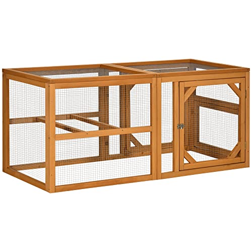 PawHut 55" Wooden Chicken Coop Add-on Expansion, Mini Chicken Coop Outdoor Chicken Run Hen House with Combinable Design