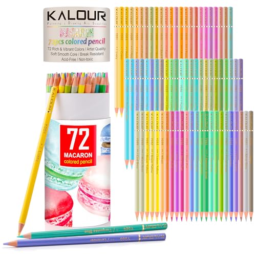 KALOUR Macaron Pastel Colored Pencils,Set of 72 Colors,Artists Soft Core,Ideal for Drawing Sketching Shading,Coloring Pencils for Adults Kids